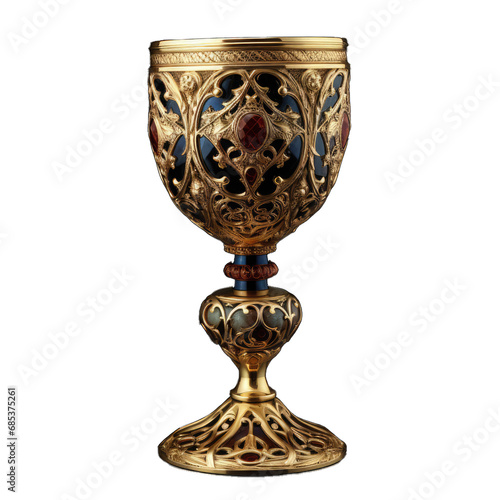 Renaissance. Style Goblet. A Renaissance. Style Goblet With Intricate Carvings Isolated to Toast to the Opulence and Artistry of the Period.. Cutout PNG.