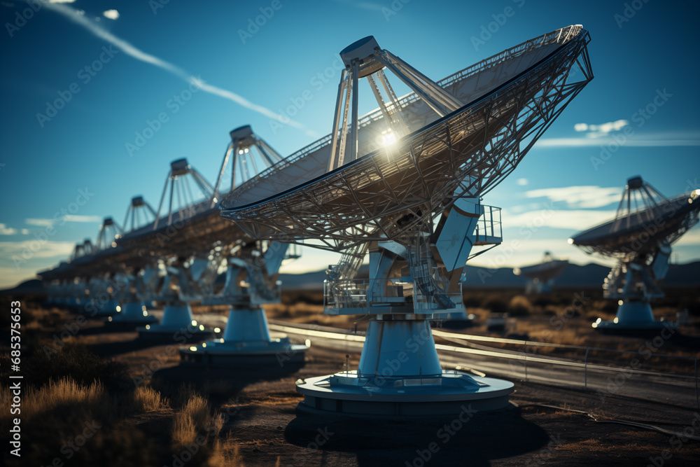 Group of Very Large Arrays VLA searching outer space for signals. AI generated image Group of Very Large Arrays VLA searching outer space for signals. AI generated image