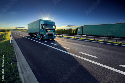 Large Transportation Truck on a highway road through the countryside at sunset © Jaroslav Pachý Sr.
