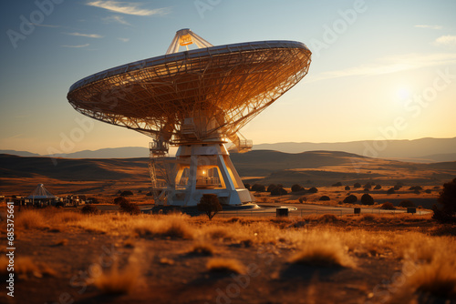 Very Large Array VLA searching outer space for signals. AI generated image