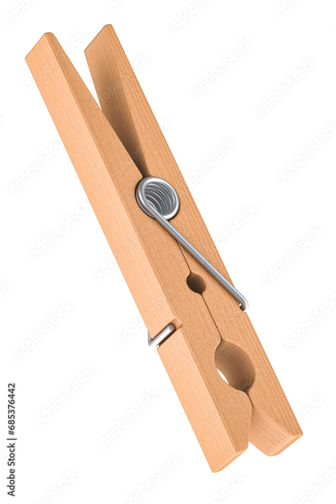 Wooden Clothespin, 3D rendering isolated on transparent background Wooden Clothespin, 3D rendering isolated on transparent background