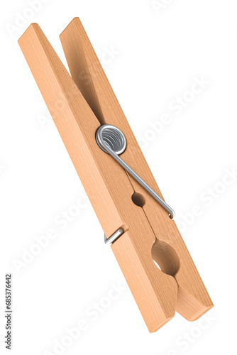 Wooden Clothespin, 3D rendering isolated on transparent background