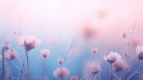 Beautiful pink blue pastel misty morning blur background