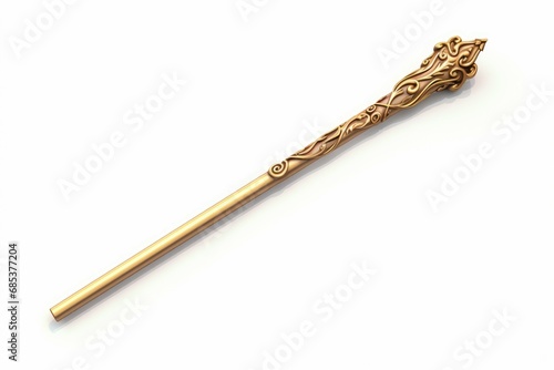 Precious Golden magic wand miracle. Wizard imagine. Generate Ai