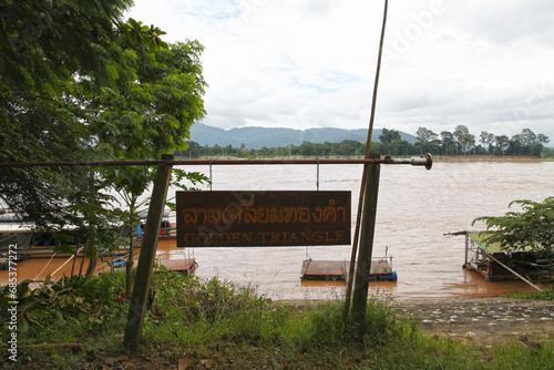 Golden triangle sign in Chiang Saen photo