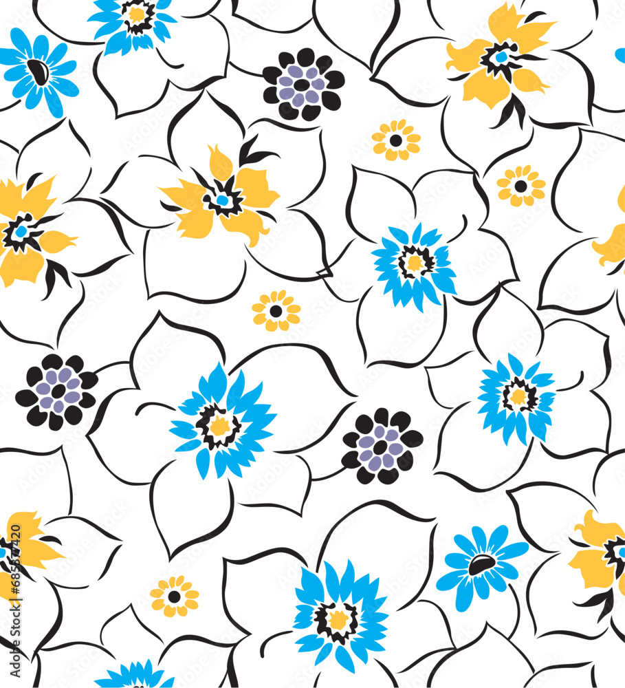 Floral pattern with wildflowers and violets 