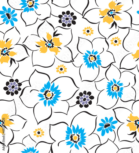 Floral pattern with wildflowers and violets 