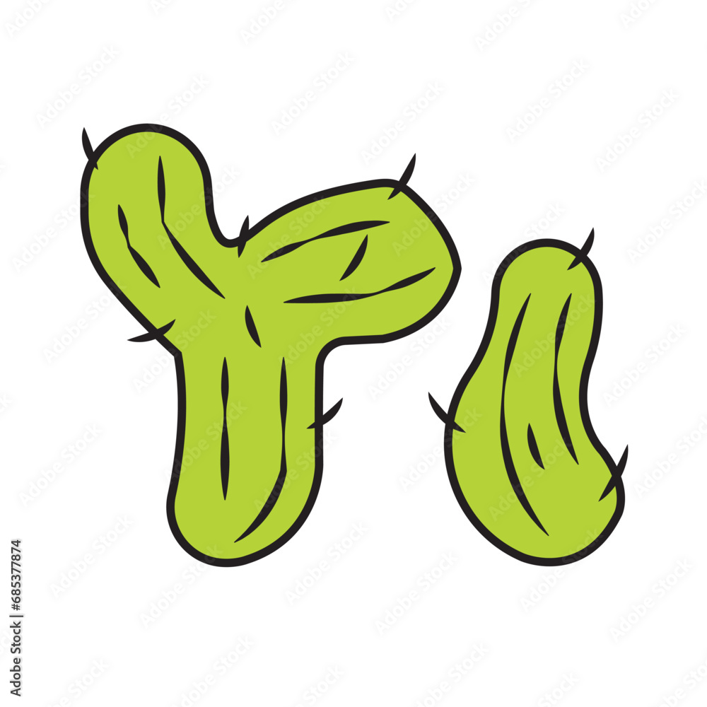 Isolated green cactus icon flat design Vector Isolated green cactus icon flat design Vector