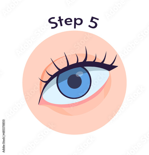 How to properly insert lens infographic. Cleanliness and hygiene. Template and layout. Five step of educational material. Cartoon flat vector illustration isolated on white background