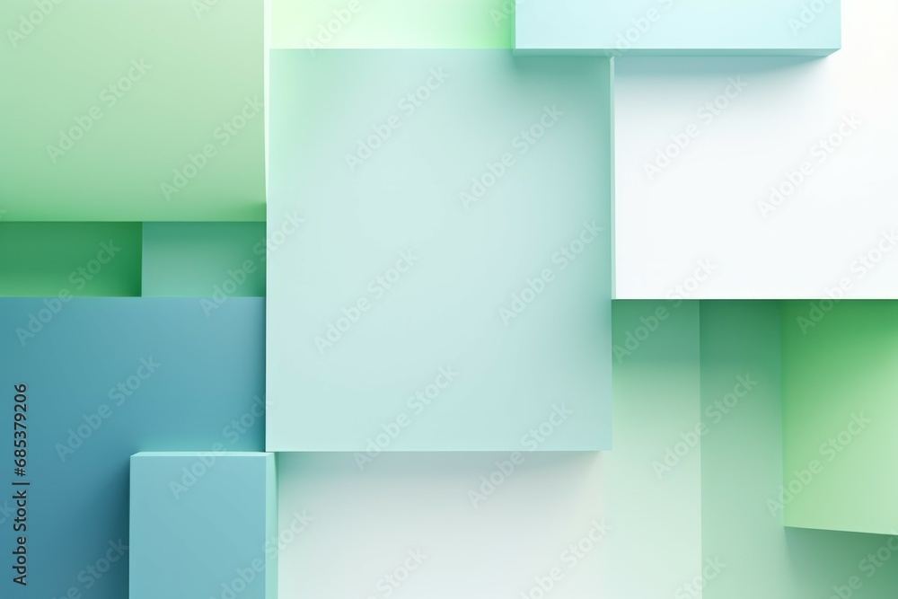 Geometric shape gradient pastel color background. Green, blue soft background