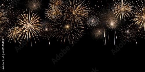 Obraz na płótnie Black New Years banner with golden fireworks and room for copy. w salonie