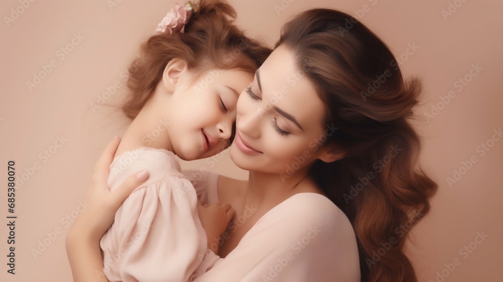 Fototapeta premium Tender Embrace of Mother and Child. Generative ai