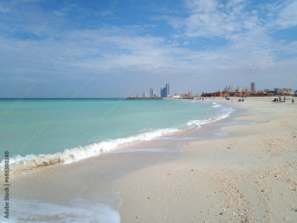 United Arab Emirates. Beautiful beach. Sea view. Sharjah.