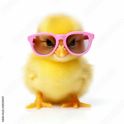 Chic Chick in Sunglasses Isolated On White Background. Generative ai