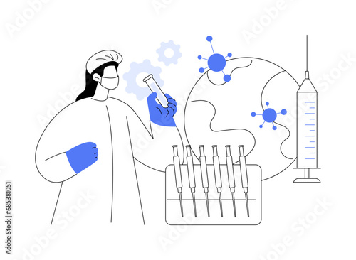 Vaccine manufacturing abstract concept vector illustration.