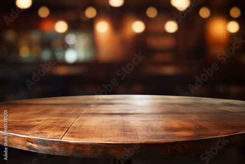 wood table on blur of cafe, coffee shop, bar, background  © Werckmeister