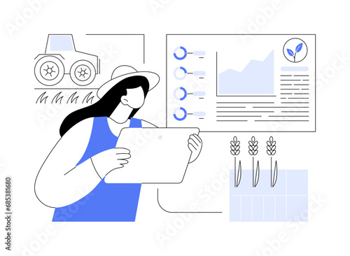 Analytics for crop yield forecast abstract concept vector illustration.