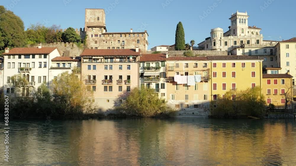 Bassano del Grappa, Italy - Alpini bridge and view of the Brenta river Bassano del Grappa, Italy - Alpini bridge and view of the Brenta river
