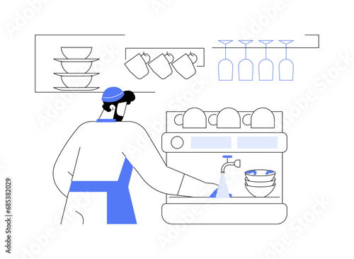 Dishwashing station abstract concept vector illustration.