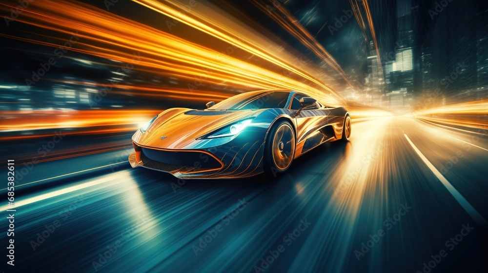 Movement of the car at high speed, motion speed. Concept speed of life.