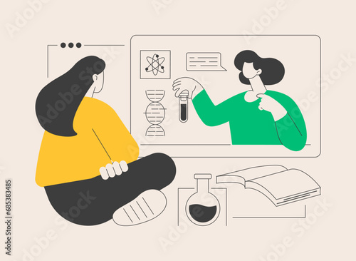 Online Science tutoring abstract concept vector illustration. photo