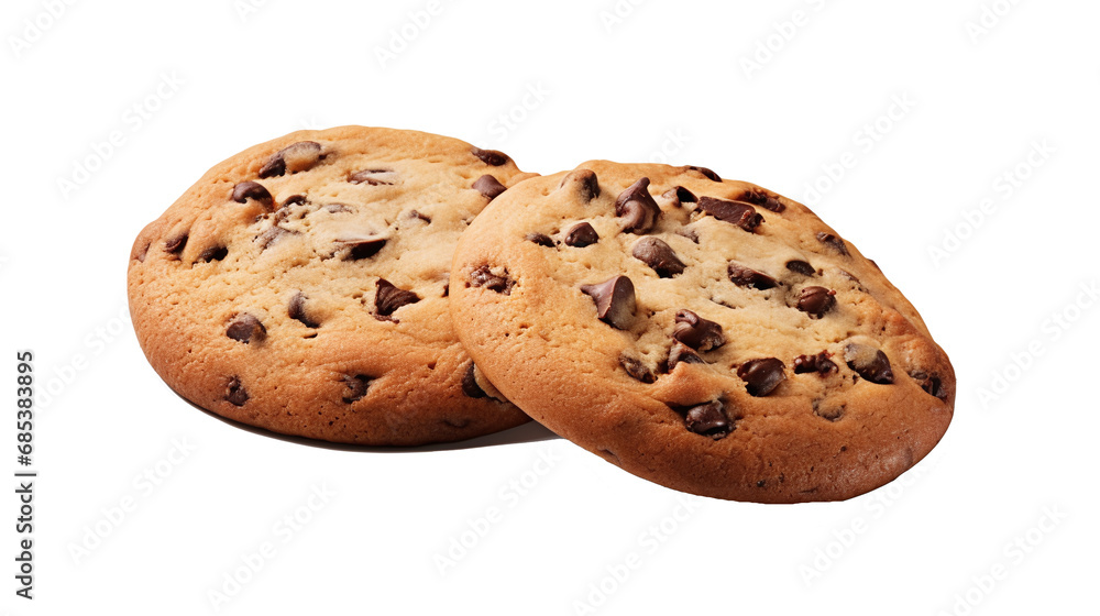 chocolate chip cookies on transparent background