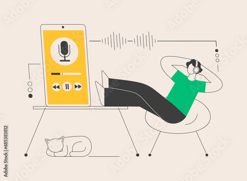 Listen to podcasts abstract concept vector illustration.