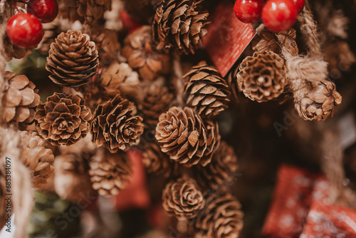 beautiful christmas decorations brown pine cones