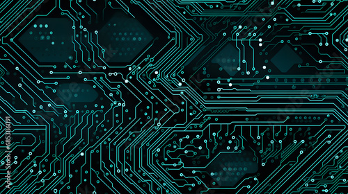 Photographie Seamless high-tech circuit board texture with intricate pathways