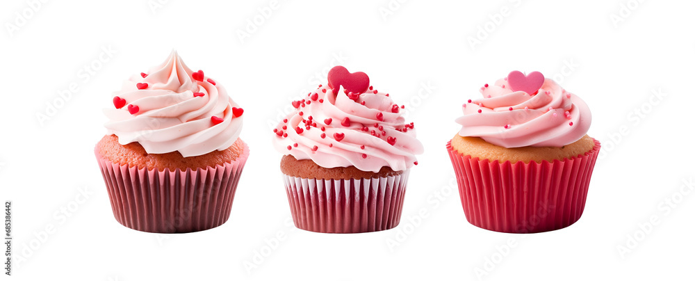 Heart-themed Pink Cupcake Muffin Set for Valentine’s Day: Various Flavours and Artwork Design Mockup, Isolated on Transparent Background, PNG Heart-themed Pink Cupcake Muffin Set for Valentine’s Day: Various Flavours and Artwork Design Mockup, Isolated on Transparent Background, PNG