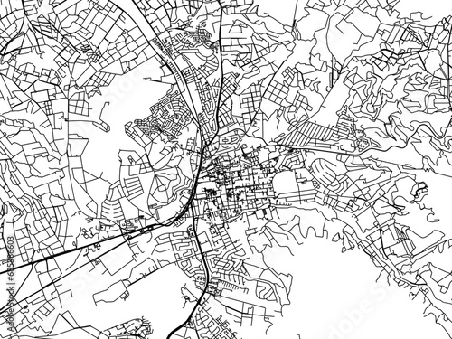 Vector road map of the city of Stellenbosch in South Africa with black roads on a white background.