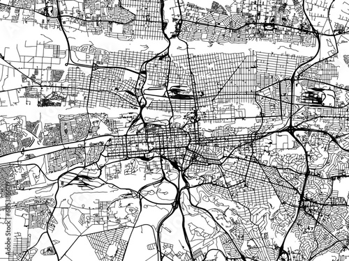 Vector road map of the city of Pretoria in South Africa with black roads on a white background.