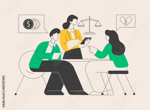 Divorce lawyer service abstract concept vector illustration.