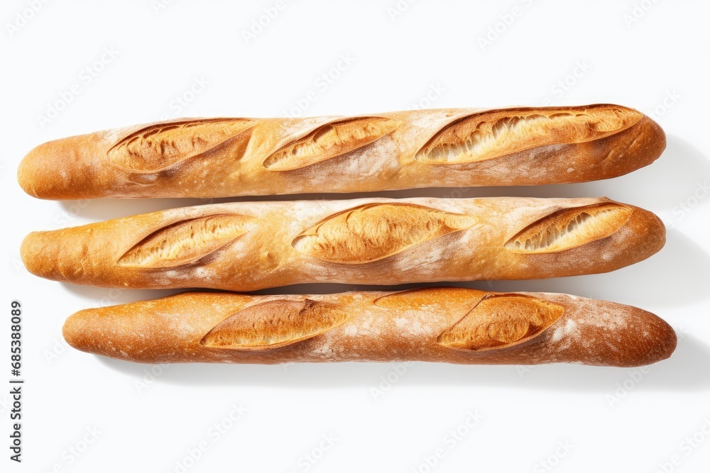 Three Loaves of Bread on a White Background