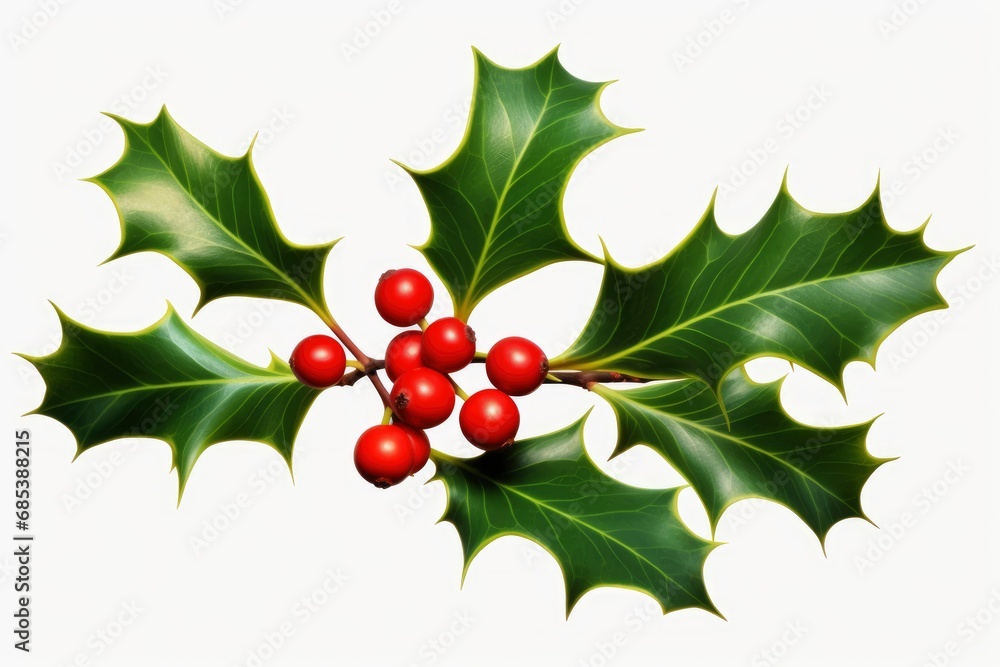 Holly with Vibrant Red Berries and Lush Green Leaves Holly with Vibrant Red Berries and Lush Green Leaves