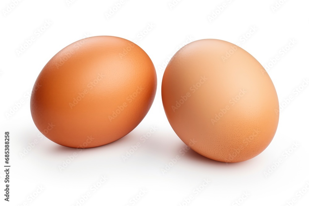 Two Brown Eggs on a White Background