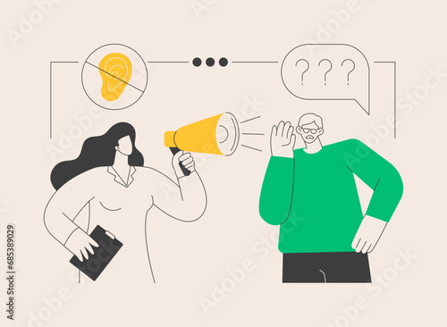 Deafness and hearing loss abstract concept vector illustration.