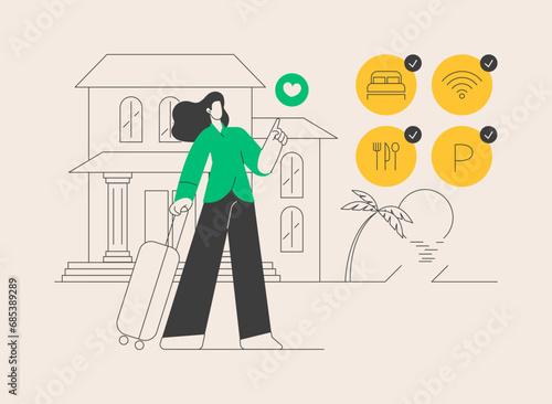 Lifestyle hotel abstract concept vector illustration.