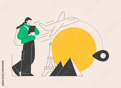 Traveling the world abstract concept vector illustration.