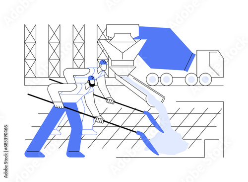 Pouring concrete abstract concept vector illustration.