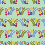 Colorful leaf for flat scandi style seamless vector kids pattern. Fun whimsical nature for gender neutral baby wallpaper. 
