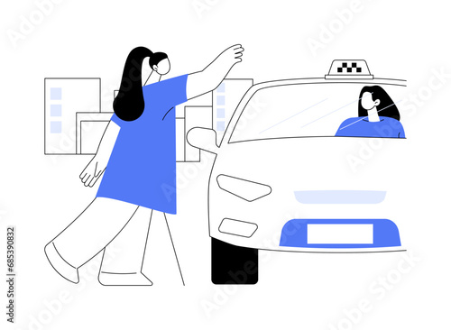 Catch taxi on the street abstract concept vector illustration.