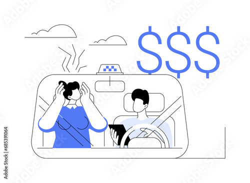 Expensive taxi ride abstract concept vector illustration.