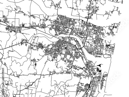 Vector road map of the city of Cuddalore in the Republic of India with black roads on a white background. photo