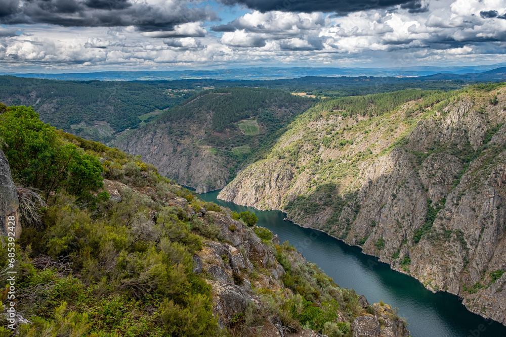 view of the canyon of the river Sil from a viewpoint in Parada do Sil. Ribeira Sacra. Galicia, Spain