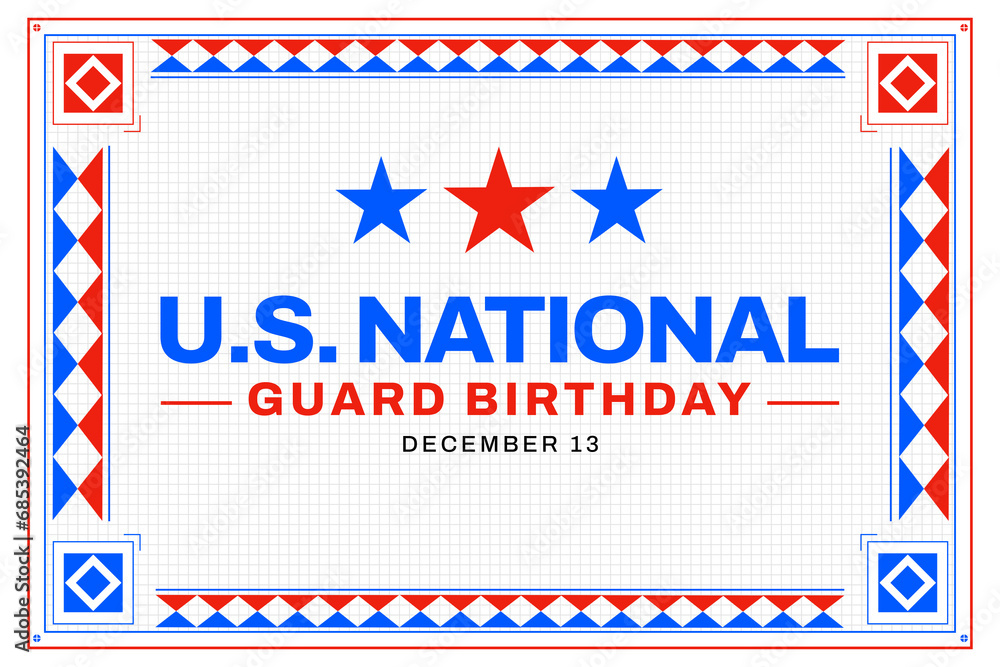 National Guard Birthday is celebrated on 13th of December in the United States of America, minimalist design.