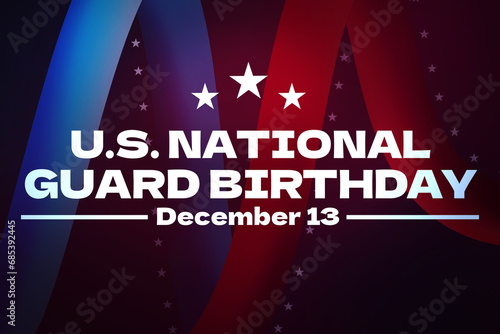 National Guard Birthday in the United States of America is celebrated on 13th december, background shapes with typography design.
