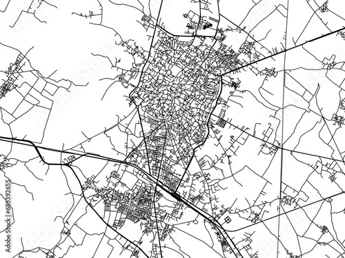 Vector road map of the city of Rampur in the Republic of India with black roads on a white background. photo