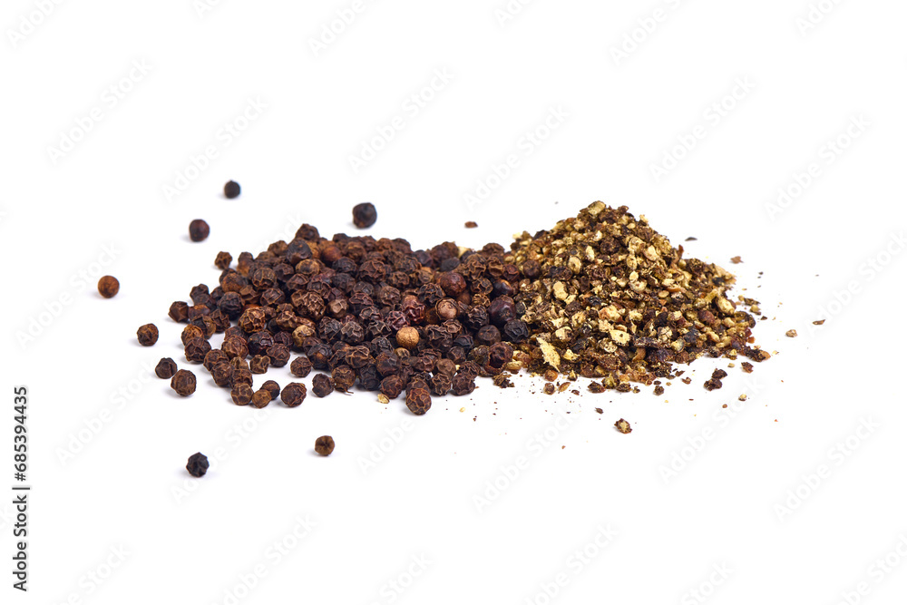 Ground black pepper. isolated on a white background. Ground black pepper. isolated on a white background.