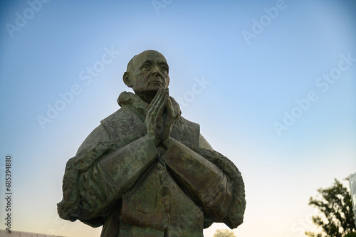 Statue of Saint Pope Paul VI. Sanctuary of Our Lady of the Rosary of F  tima in F  tima  Portugal. 10 Aug 2023.